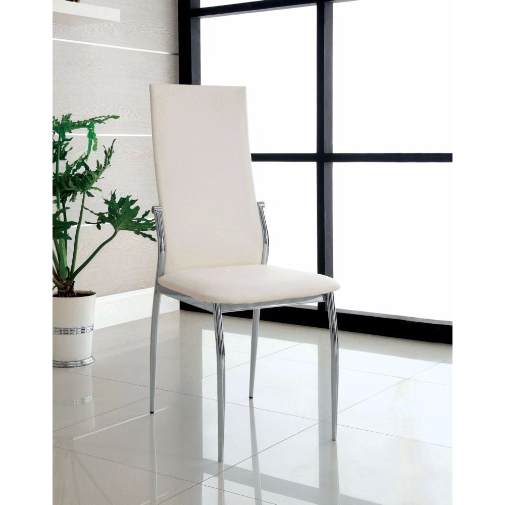 Contemporary Side Chair, White Finish, Set Of 2