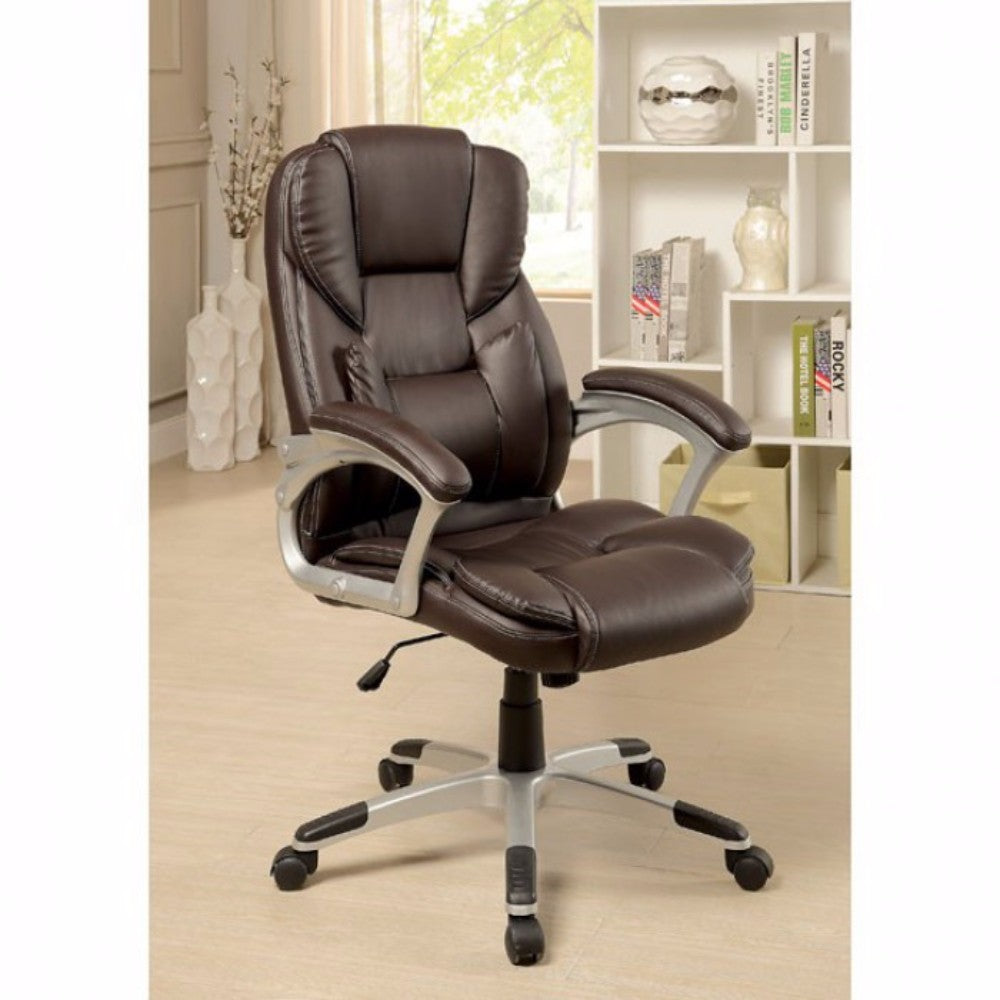 Contemporary Office Chair, Brown Finish