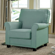 Transitional Accent Chair With Blue Flax Fabric