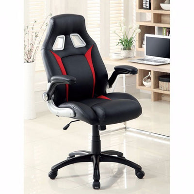 Contemporary Racing Car Office Chair, Black & Red Finish