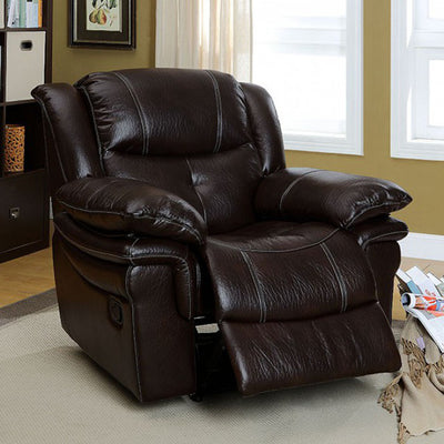 Transitional Recliner Chair, Dark Brown