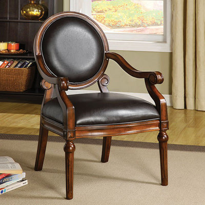 Traditional Accent Chair, Tobacco Oak
