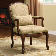 Traditional Accent Fabric Chair With Pillow, Dark Cherry