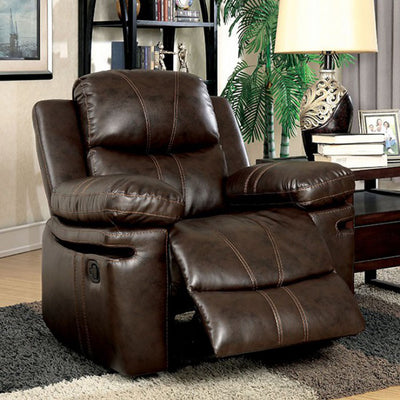 Transitional Recliner Chair, Brown
