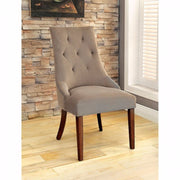 Contemporary Side Chair, Beige Velvet, Set of 2