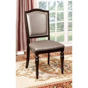 Transitional Side Chair With Pvc, Dark Walnut, Set Of 2