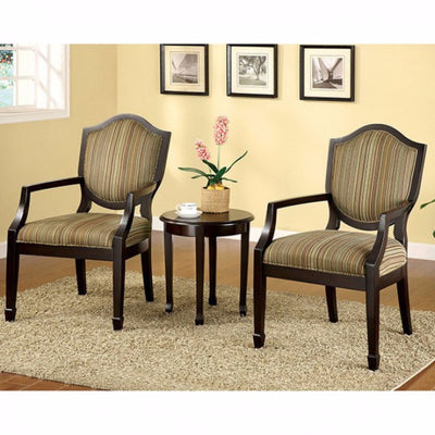Transitional Set Of Table & Accent Chairs, Espresso Finish, Set Of 3