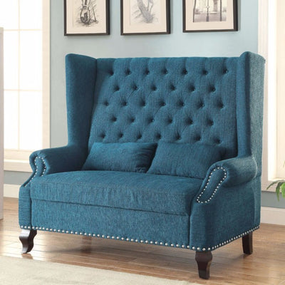 Romantic Mid-Century Style Love Seat, Teal