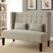 Romantic Mid-Century Style Love Seat, Beige