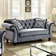 Glamorous Traditional Style Love Seat, Gray
