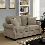 Transitional Style Chenille Fabric Love Seat, Brown