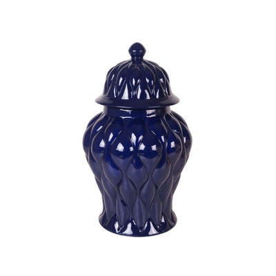 Nice-Looking Quilt Texture Decorative Ceramic Covered Jar