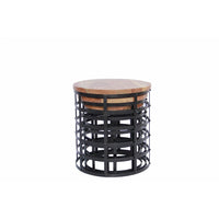 Contemporary Style Wood & Iron Nesting Table, Brown