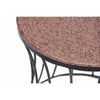 Stylish Iron Base Side Table With Marble Top, Brown