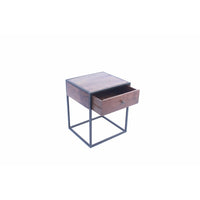 Contemporary Iron & Wood Bed Side Table