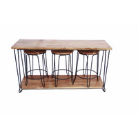 Rectangular Bar Dining Table With 3 Round Stools, Pack Of 4, Brown and Black