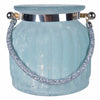 Blue Frosted Vase with Sparkling Handle