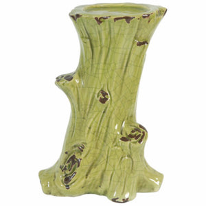 Stylish Tree Trunk Candle Holder, Green