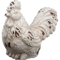 Antiqued Looking Rooster In White