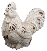 Antiqued Looking Rooster In White