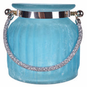 Light Blue Frosted Vase With Handle.