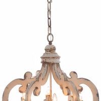 Beautiful Wood Metal Antique Chandelier, White