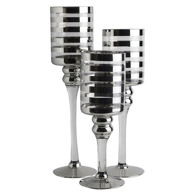 Striking Striped Pedestal Candle Holders