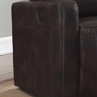 Brown Contemporary Leather Tufted Upholstered Electric Recliner Power Chair