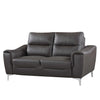 Gray 3 Piece  Modern Leather and Fabric Upholstered Stationary Sofa and Loveseat