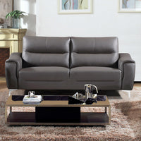 Gray 1 Piece  Modern Leather and Fabric Upholstered Stationary Sofa and Loveseat