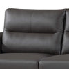 Gray 1 Piece  Modern Leather and Fabric Upholstered Stationary Sofa and Loveseat