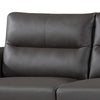 Gray 1pc Modern Leather and Fabric Upholstered Stationary Living Room Loveseat