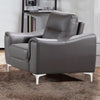 Gray 1pc Modern Leather and Fabric Upholstered Stationary Living Room Arm Chair
