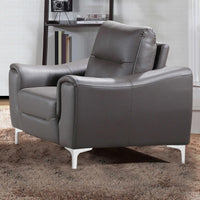 Gray 1pc Modern Leather and Fabric Upholstered Stationary Living Room Arm Chair