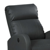 Black Modern Leather Infused Small Power Reading Recliner