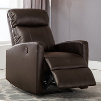 Gray Modern Leather Infused Small Power Reading Recliner