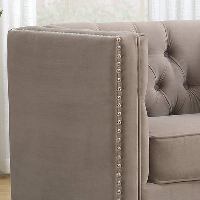 Taupe Contemporary Polyester Velvet Fabric Upholstered Living Room  Arm Chair