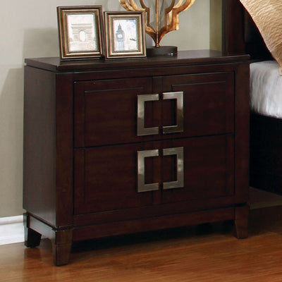 Transitional Night Stand In Brown Cherry Finish