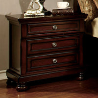 Transitional Night Stand In Dark Cherry Finish