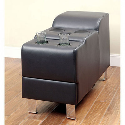 Black Bonded Leather Match Speaker Console Table