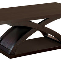 Contemporary Style Coffee Table, Dark Walnut