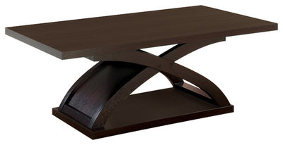 Contemporary Style Coffee Table, Dark Walnut