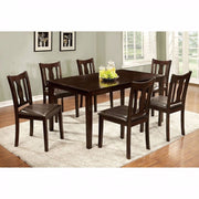 7Pc Dining Table Set, Chair with Pu Cushion, Expresso Finish
