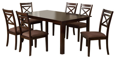 Spacious Dining Table With Fabric Cushion Chair, Set of 7, Expresso Finish