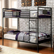 Twin Size Metal Bunk Bed In Sand Black Finish And Handpainting