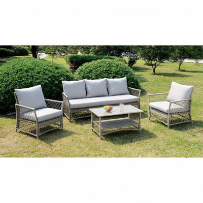 Sturdy Contemporary Patio Seating, Set Of 4, Light Gray