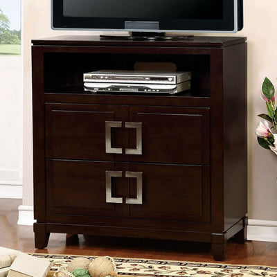 Modern Style Spacious Wooden Media Chest, Cherry Brown