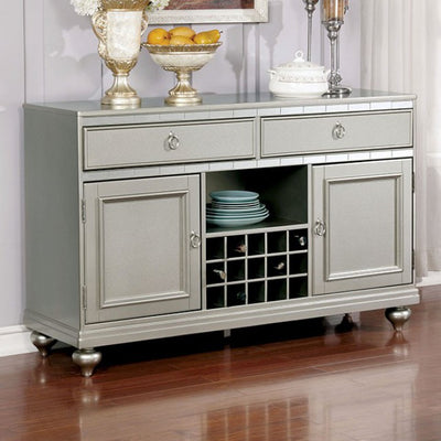 Contemporary Style Server, Silver Gray Finish