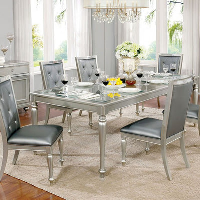 Contemporary Style Dining Table, Silver Gray Finish