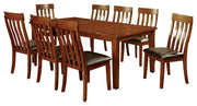 Transitional Style Rectangular Dining Table, Cherry Finish